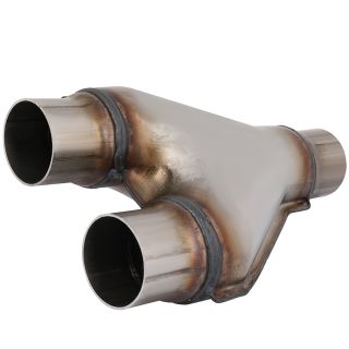 Dual Stainless Exhaust Y-Pipe Adapter Connector Coupling  2" Single To 2"