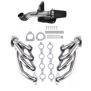 4“ Cold Air Intake+Exhaust Header Kit for 99-06 Chevy GMC Avalanche Silverado Sierra Tahoe 2WD