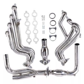 Exhaust Header w/ Y-Pipe Kit for 99-05 Chevy Silverado 1500/GMC Sierra 1500, 00-04 Chevy Tahoe/Suburban 1500