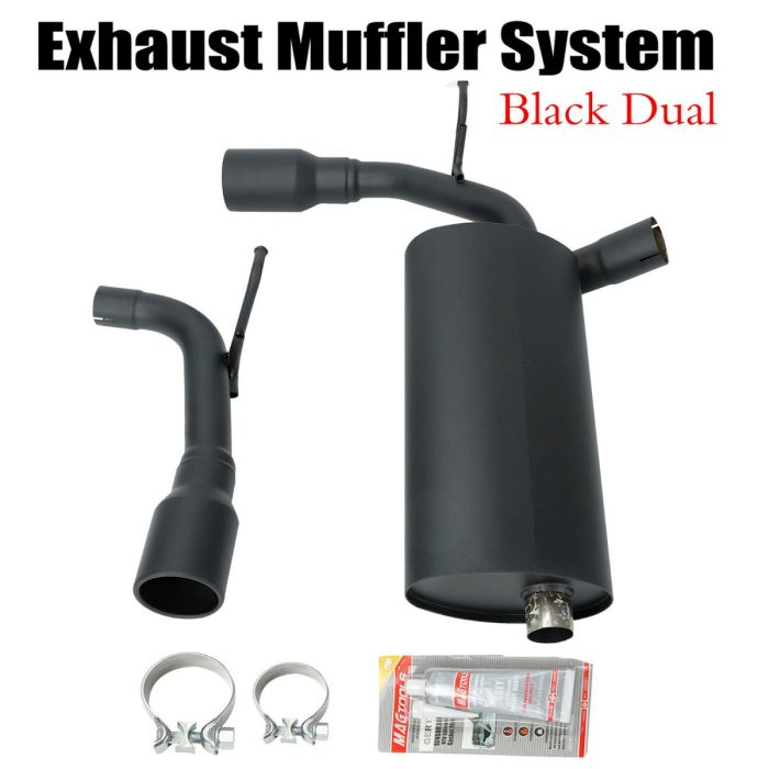 Dual CatBack Exhaust Muffler System For 07-17 Jeep Wrangler JK 2/4DR Flat Black