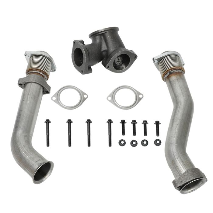 For 7.3L Ford Powerstroke 99.5-03 Bellowed Turbo Diesel Exhaust Up Pipes&Gasket