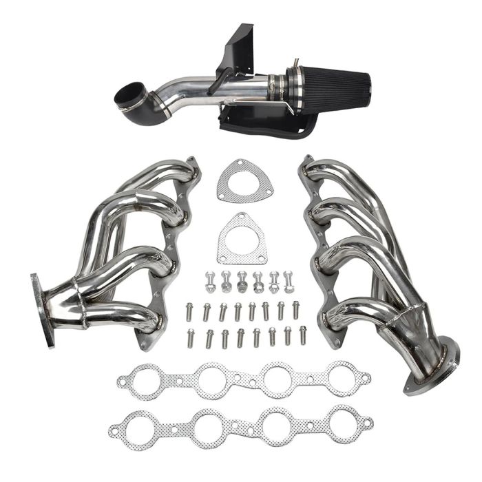 Cold Air Intake/Exhaust Header Kit for 99-06 Chevy GMC GMT800 Avalanche Silverado Sierra Tahoe 2WD